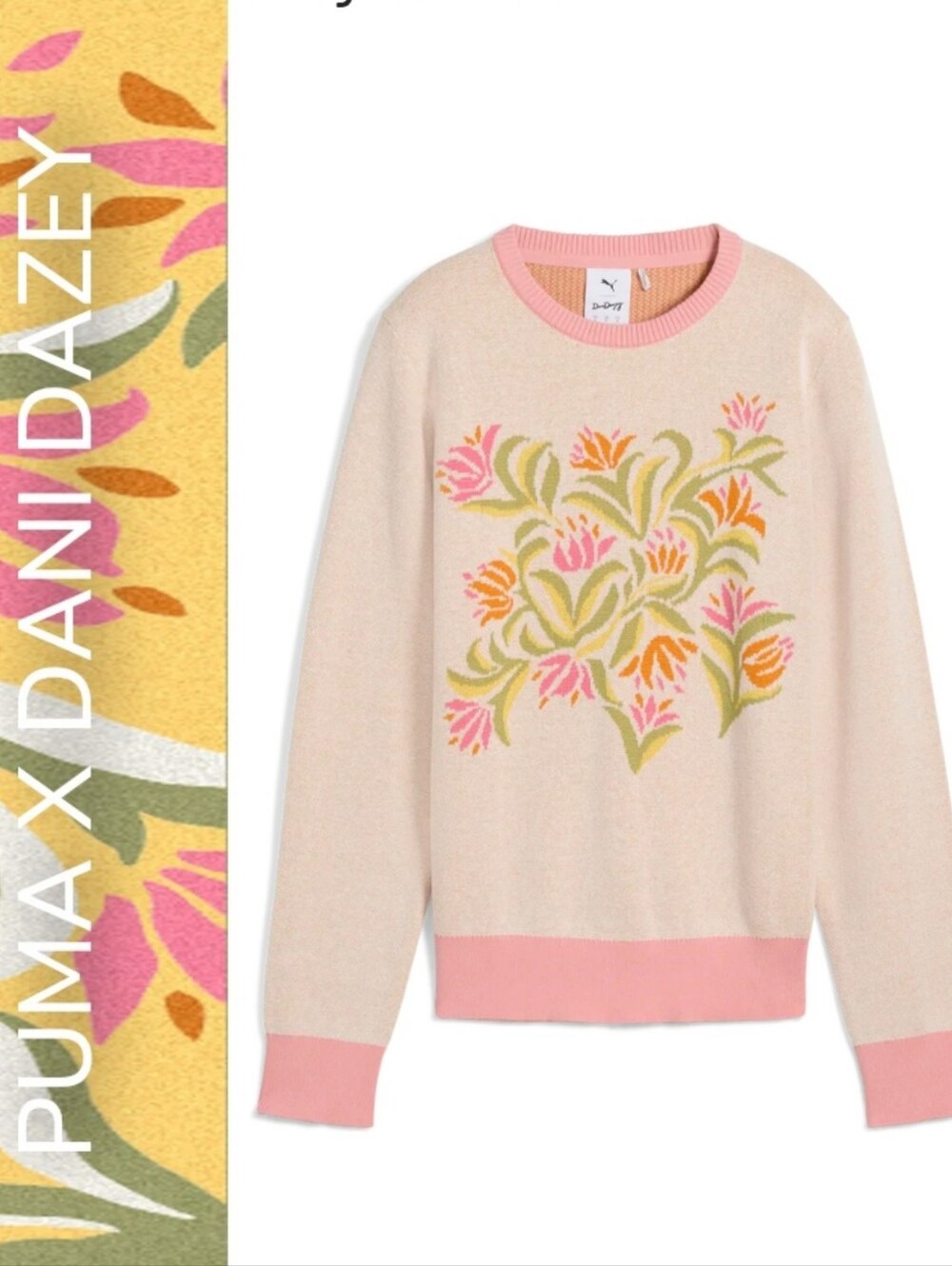 Puma X Dani Dazey Retro Floral Golf Sweater, Pink